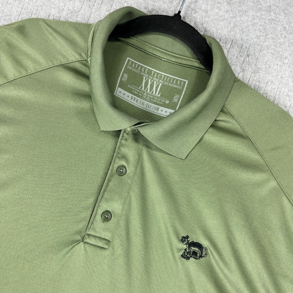 Savage Tacticians Polo Shirt Mens XXXL Green Performance‎ Tactical Skull Logo